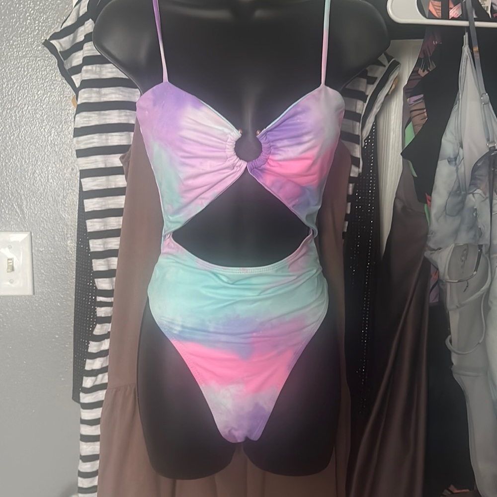 Pastel watercolor ombré mono kini cutout swimsuit